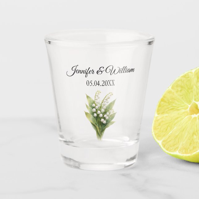 Verre A Shot Mariage Fleur Blanche de Muguet (Devant)