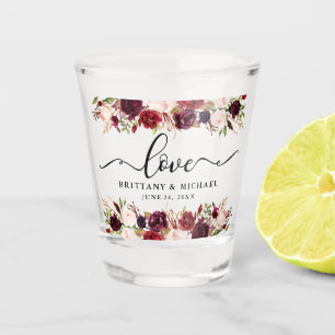 Verre A Shot Mariage floral d'amour de Bourgogne de