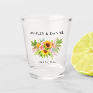 Verre A Shot Mariage floral de tournesol d'aquarelle