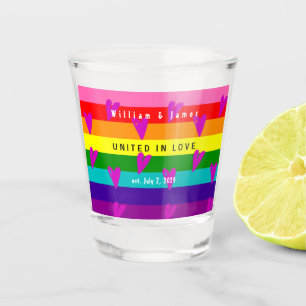 Verre A Shot Mariage gay drapeau arc-en-ciel original 8 bandes