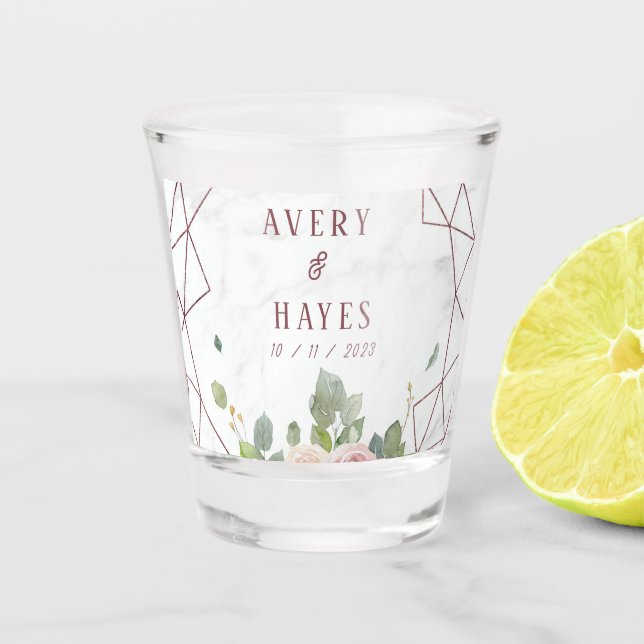 Verre A Shot Mariage géométrique Rose élégant (Devant)