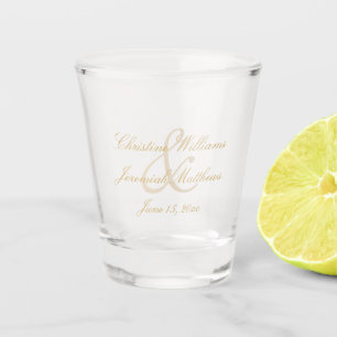 Verre A Shot Mariage Gold Bride Groom Noms Calligraphie