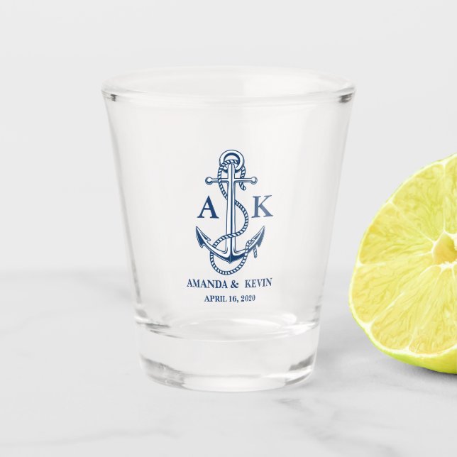 Verre A Shot Mariage monogramme nautique (Devant)