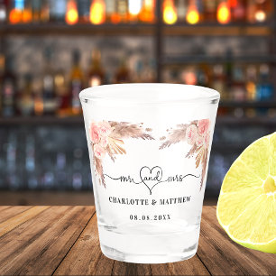 Verre A Shot Mariage monsieur madame couple herbe de pampa fleu