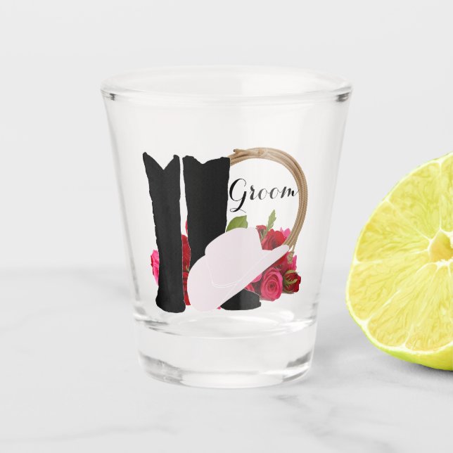 Verre A Shot Mariage occidental Bottes Casquette Rose Salle (Devant)