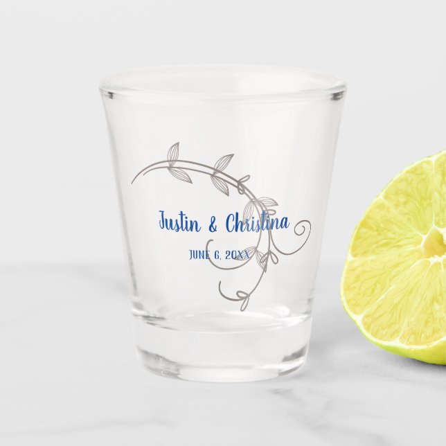 Verre A Shot Mariage personnalisable garde Feuilles modernes (Devant)