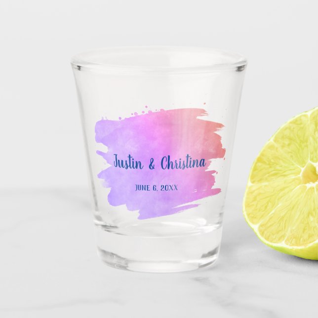 Verre A Shot Mariage personnalisable Keepsaké aquarelle (Devant)