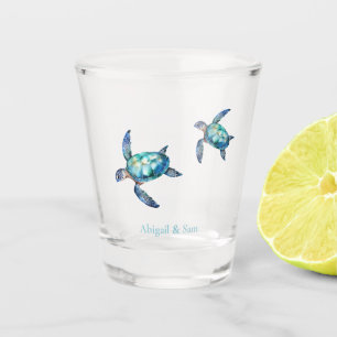 Verre A Shot Mariage personnalisé de plage de tortue de mer