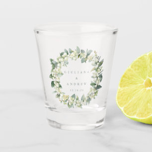 Verre A Shot Mariage personnalisé Snowberry & Eucalyptus Wreath
