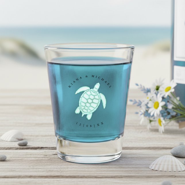Verre A Shot Mariage Plage Écume de Mer Tortue ID837  (Créateur téléchargé)