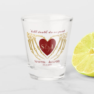 Verre A Shot Mariage rouge gothique Squelette mains jusqu'à la 