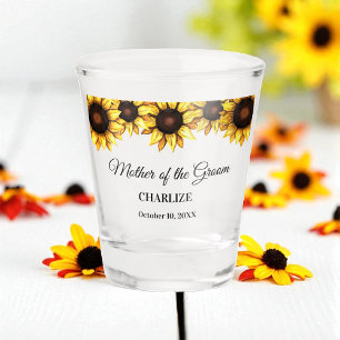 Verre A Shot Mariage Tournesol Jaune Blanc de Mère