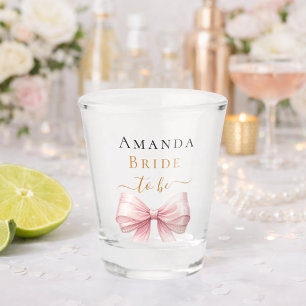 Verre A Shot Mariée à venir rose élégant perles Bachelorette