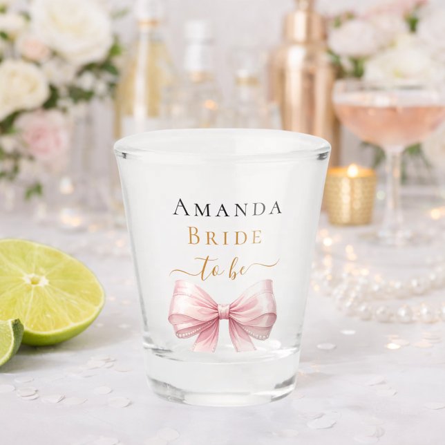Verre A Shot Mariée à venir rose élégant perles Bachelorette (Créateur téléchargé)