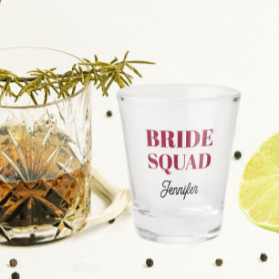 Verre A Shot Mariée de mariage personnalisée équipe rouge vin
