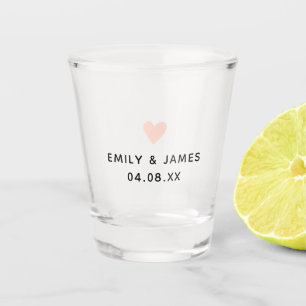 Verre A Shot Mariée Groom Coeur rose Fiançailles Mariage Favori