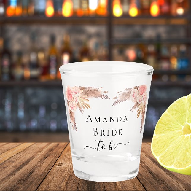 Verre A Shot Mariée herbe de pampa fleurs rose blush (Créateur téléchargé)