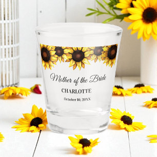 Verre A Shot Mariée Mère Tournesol Jaune Mariage Soleil