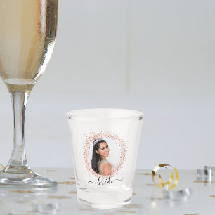 Verre A Shot Mariée rose gold photo paillettes nom écriture