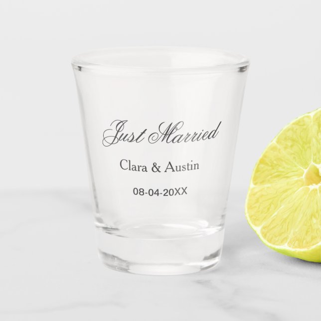 Verre A Shot Mariés add nom du couple date année simulation de  (Devant)