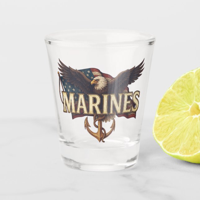 Verre A Shot Marine Corps Veteran Logo Emblem (Devant)