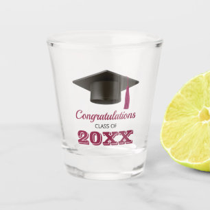 Verre A Shot Maroon Félicitations College Graduate Faveurs