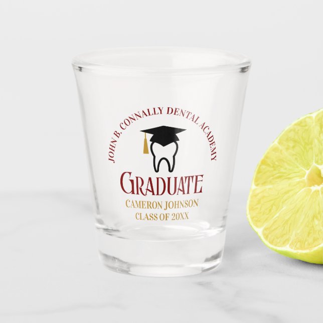 Verre A Shot Maroon Gold Dental School Custom Graduation Party (Devant)