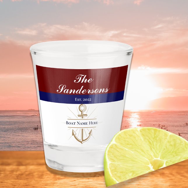 Verre A Shot Maroon rouge marine bordeaux Monogram Lake House (Créateur téléchargé)