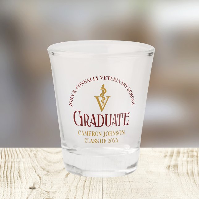 Verre A Shot Maroon Vétérinaire Diplôme sur mesure (Créateur téléchargé)