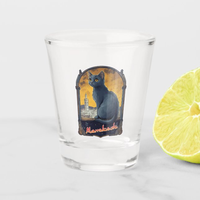 Verre A Shot Marrakech Maroc Cat Retro (Devant)