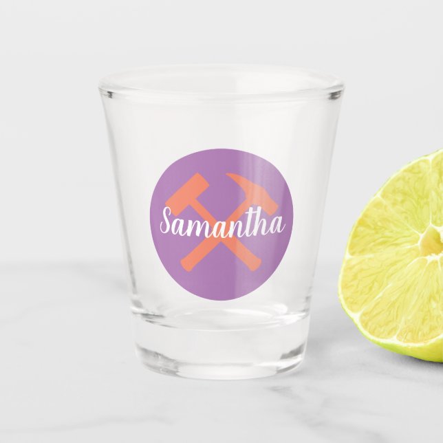 Verre A Shot Marteau de rock du géologue et nom personnalisé (Devant)