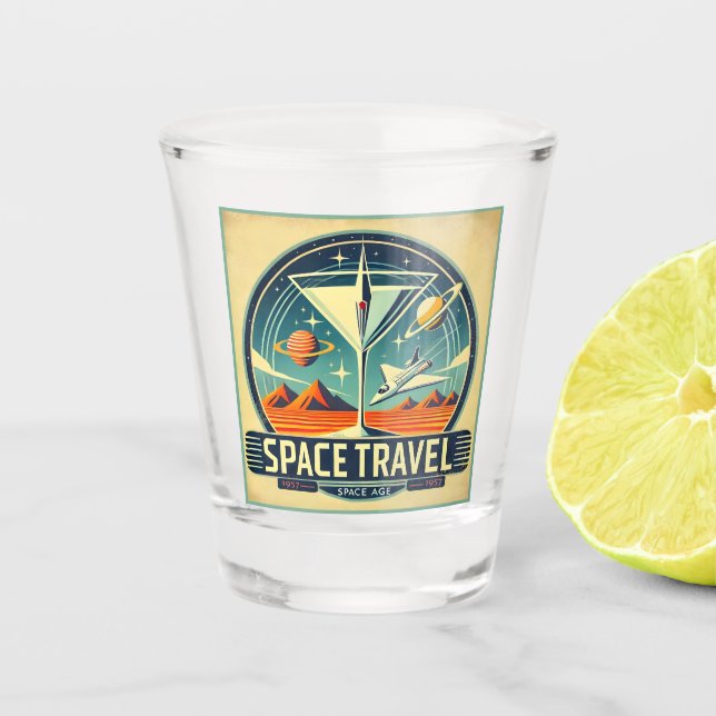 Verre A Shot Martini Space Travel 1957 New Worlds Logo (Devant)
