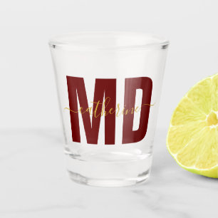 Verre A Shot MD Doctor personnalisé Maroon & Gold Shot Glass