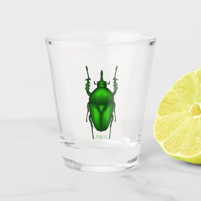 Verre A Shot Mecynorhina torquata bug cartoon illustration  (Devant)