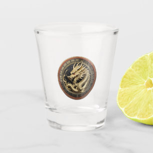 Verre A Shot Médaillon de dragon sacré oriental en or