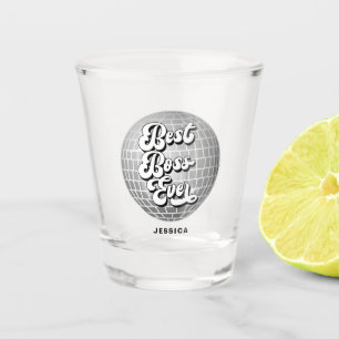 Verre A Shot Meilleur Boss Jamais Boule Disco Argent Nom pe
