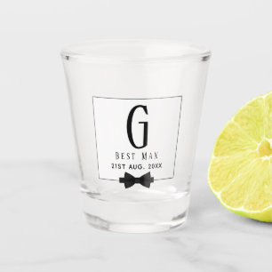 Verre A Shot Meilleur homme Groomsman Monogrammed Bow Cravate M