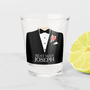 Verre A Shot Meilleur homme tuxedo rose rouge bouton nom person