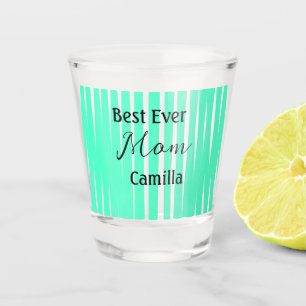 Verre A Shot Meilleure maman de tous les temps motif rayé vert 