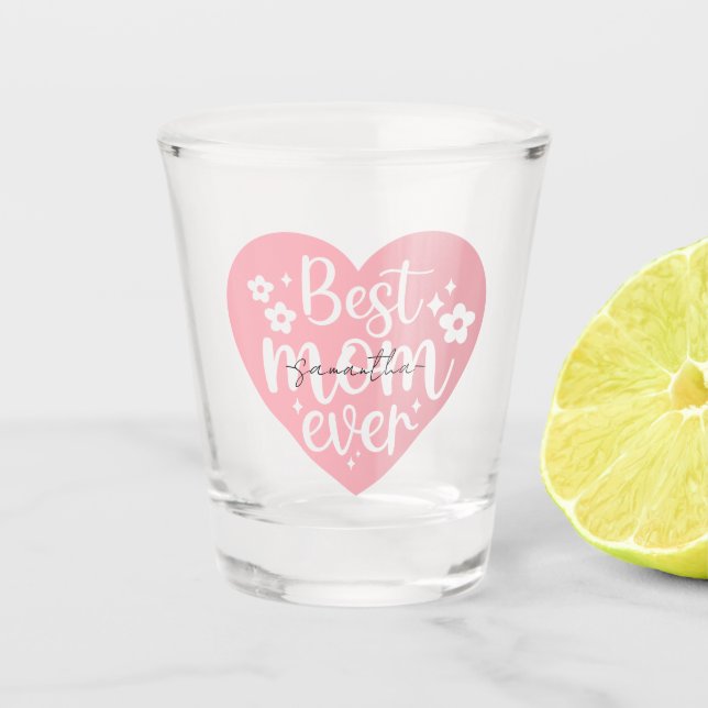 Verre A Shot Meilleure maman jamais - Coeur (Devant)