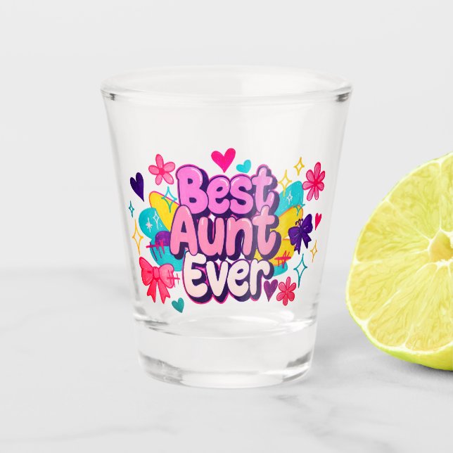 Verre A Shot Meilleure Tante Ever (Style 5) (Devant)