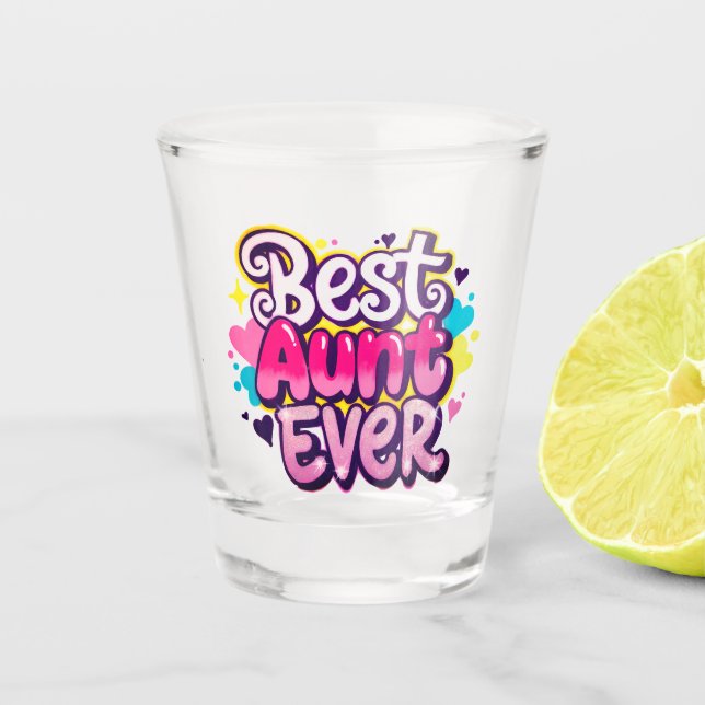 Verre A Shot Meilleure Tante Jamais (Style 7) (Devant)