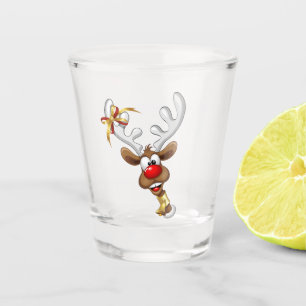 Verre A Shot Mème de Noël drôle de renne qui regarde par-dessus