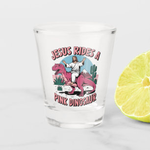 Verre A Shot Mèmes drôles de Jésus, Jésus monte un dinosaure ro