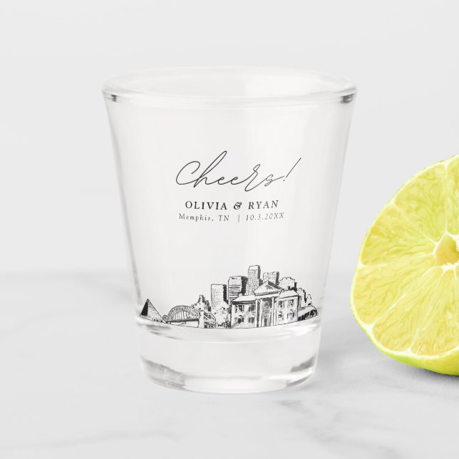 Verre A Shot Memphis Wedding Favor Personnalisé Cheers (Devant)