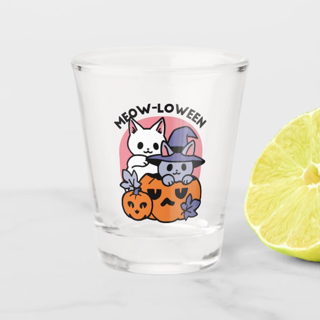 Verre A Shot Meow-Loween - Cute Halloween Conception Chat (Devant)