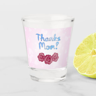 Verre A Shot Merci Maman avec Fleur d'Oeillet pour la Fête des