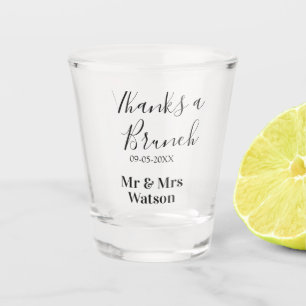 Verre A Shot Merci pour un nom de brunch post-mariage simple 