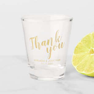 Verre A Shot "Merci" Script moderne Gold Wedding Favoriser