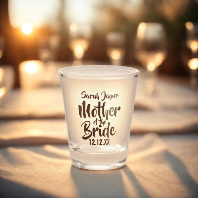 Verre A Shot Mère de la mariée Mariage Parent Cadeau Tourné ver (For the Mother of the Bride. Just add her name and your wedding date)